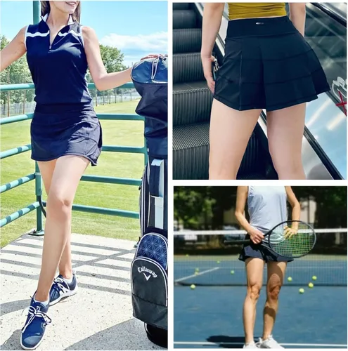 Vista 5 de Fitever Faldas de tenis plisadas para mujer con bolsillos pantalones cortos de cintura alta faldas de golf correr entrenamiento ropa deportiva