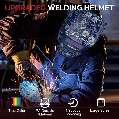 Vista 5 de ARCCAPTAIN Casco de soldadura con pantalla de visualización grande, máscara de soldadura de oscurecimiento automático de claridad óptica superior