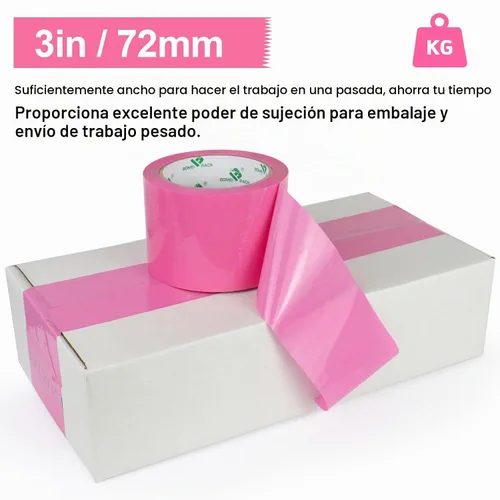 Vista 4 de BOMEI PACK Cinta de embalaje rosa de 3 pulgadas de ancho, 6 rollos de repuesto de cinta de envío rosa para embalaje, mudanza y almacenamiento, 2.4