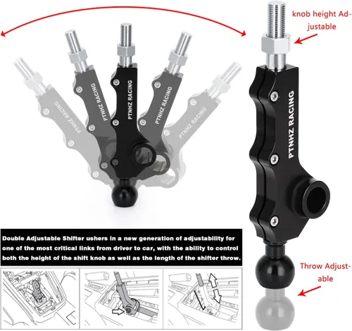 Vista 7 de Cambio corto ajustable doble para Subaru Impreza WRX Legacy Outback Negro