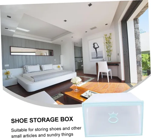 Vista 6 de Caja de plástico para almacenamiento de zapatos, organizador de zapatos, cajón transparente apilable para zapatos, estante organizador de zapatos