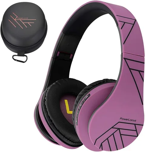 Vista 12 de PowerLocus - Audífonos Bluetooth sobre las orejas, auriculares inalámbricos plegables estéreo con cable y sin cable con micrófono incorporado, Micro