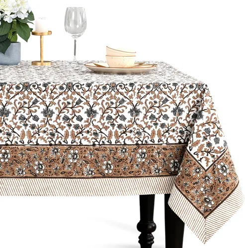 Vista 29 de CPC - Mantel cuadrado 100% algodón, 60 x 60 pulgadas, estampado de bloques indios, mantel para bodas, primavera/verano, barbacoa, verde ágata