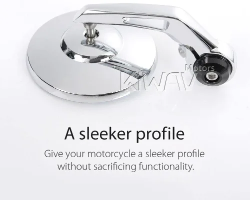 Vista 6 de KiWAV Espejos de extremo de barra para motocicleta Bob Chrome compatible con manillar roscado M6