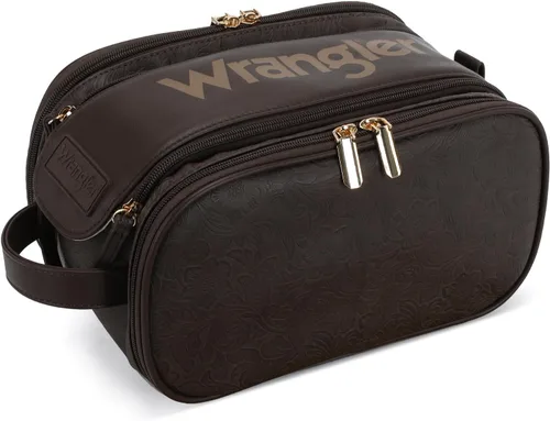 Vista 17 de Wrangler - Neceser de viaje grande para maquillaje, bolsa de cosméticos Vaca café