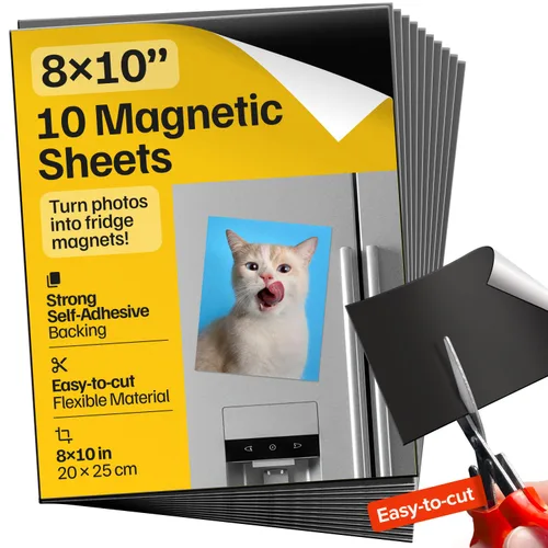 Vista 19 de Hojas magnéticas adhesivas autoadhesivas fuertes 4 piezas (22x28 cm/8.5x11") – Papel magnético personalizable para fotos, imanes adhesivos