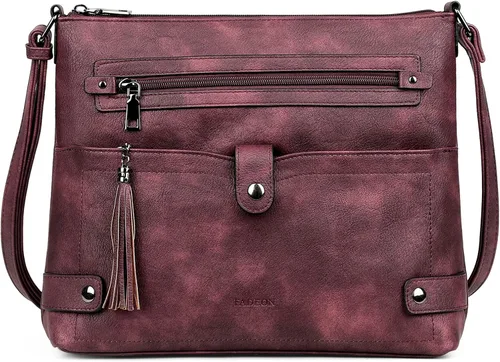 Vista 16 de FADEON Bolsos cruzados grandes para mujer, bolso cruzado de cuero de diseñador, bolso de hombro con múltiples bolsillos