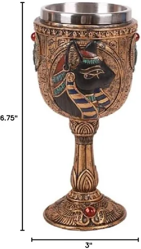 Vista 2 de Pacific Giftware Copa de vino de la realeza egipcia Bastet de 7 onzas con inserto de acero inoxidable extraíble