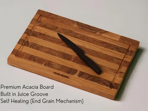 Vista 2 de Vesta Homes Tabla de Cortar de Madera de Fibra Final 15 x 10 pulgadas Tabla de Cortar y Servir/Bloque para Verduras, Frutas, Queso y Charcutería