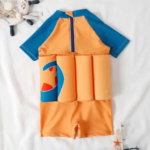 Vista 5 de Traje de baño para niños de 6 meses a 4 años de verano flotante con flotabilidad ajustable para bebé, niño y niña, traje de baño flotante para nadar
