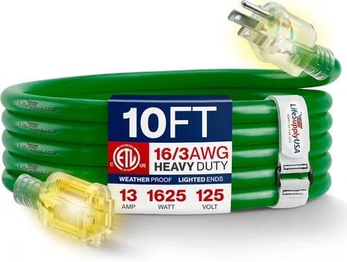 Vista 54 de Cable de extensión de 3 pies para exteriores/interiores, calibre 10/3, ultra resistente, SJTW, resistente al agua, certificación ETL, cable