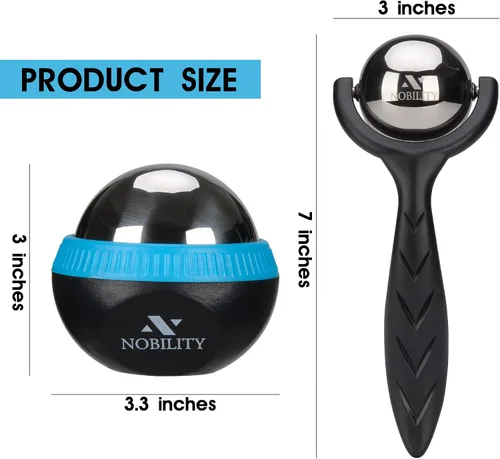 Vista 3 de Nobility Rodillo de bola de masaje: frío y caliente para el tejido profundo y el dolor muscular para aliviar la rigidez y el estrés, cuerpo, cuello