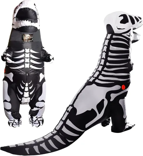 Vista 4 de Disfraz inflable de dinosaurio para Halloween disfraz inflable de esqueleto T-Rex de cuerpo completo