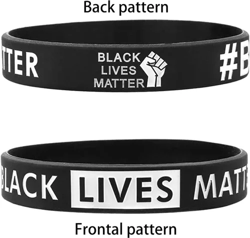 Vista 2 de Black Lives Matter pulsera de silicona pulseras de goma negro brazalete pulsera 10 piezas