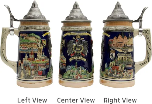 Vista 4 de Essence of Europe Gifts E.H.G OktoberfestHaus - Jarras de Cerveza y Jarra Stein de 0.6 litros para hombre, diseño de Alemania, famosos monumentos