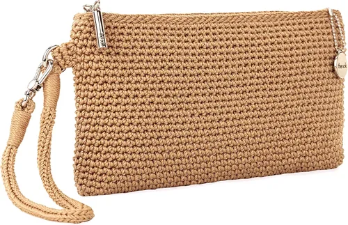 Vista 2 de The Sak Vita - Bolso de mano pequeño de ganchillo para mujer para todos los días y viajes, mini bolso con ranuras para tarjetas y cremallera
