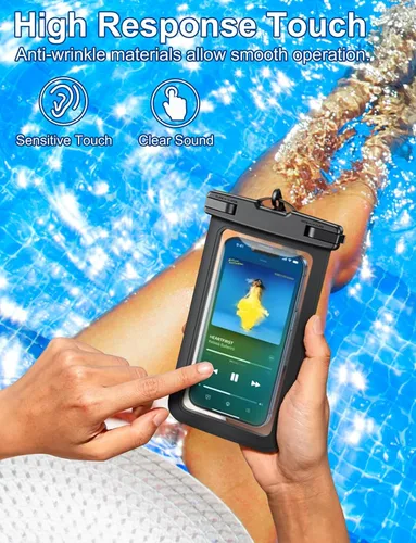 Vista 8 de Paquete de 5 bolsas impermeables universales para teléfono de hasta 8.3 pulgadas, bolsa seca impermeable para teléfono, nivel de protección: IP68