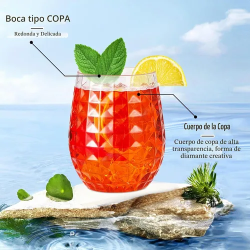Vista 3 de Ctosree Juego de 12 vasos de piña Tiki de 12 onzas, copas de vino de plástico hawaianas Tiki tazas transparentes sin tallo, reutilizables, tazas