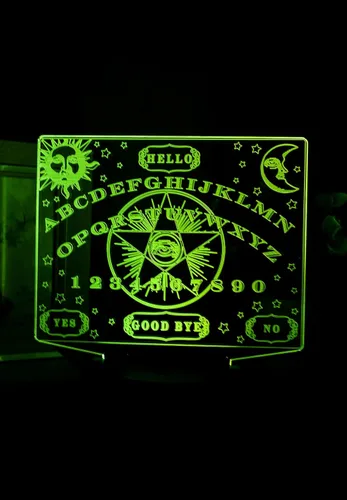 Vista 3 de Ebros Gift Ouija Spirit Board Eye of Providence Pentagram Grabado Cristal Acrílico Transparente LED Luz Nocturna Mistificante Oracle Wicca Magia
