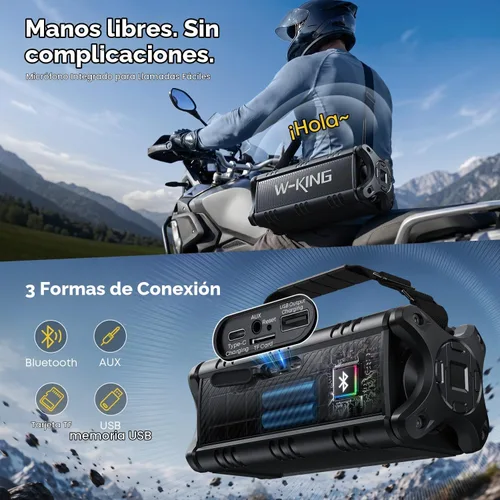 Vista 8 de W-KING - Altavoz Bluetooth, potente altavoz Bluetooth de 50 W, resistente al agua, gran altavoz portátil para exteriores inalámbrico para graves