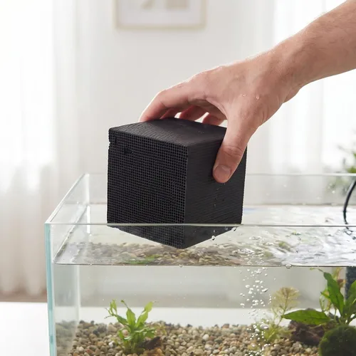 Vista 3 de Ipetboom Cubo purificador de agua, cubo de agua para acuario, fuente de pecera, filtro de carbón activado, 3.93 pulgadas, limpiador de bloques