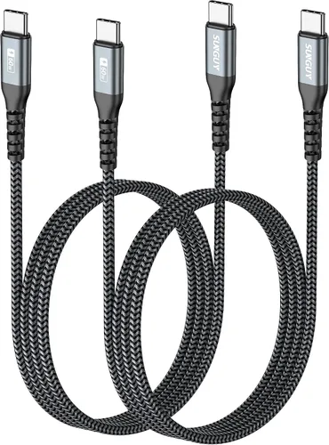 Vista 16 de SUNGUY Cable corto USB C a USB C de 1 pie [paquete de 2] de carga rápida de 60 W Naranja