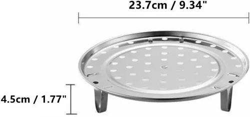 Vista 2 de Estante de vapor redondo de acero inoxidable, bandeja de vapor gruesa de 9.5 pulgadas, bandeja de vapor para olla a presión (paquete de 2)