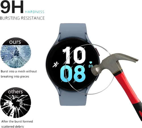 Vista 4 de Protector de pantalla de vidrio templado para Samsung Galaxy Watch 5 (1.732 pulgadas), antiarañazos, antihuellas, protector de pantalla HD