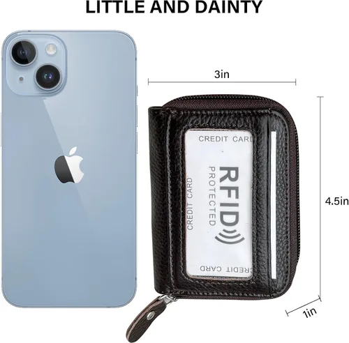 Vista 30 de Tarjetero RFID de bolsillo con ventana para ID, piel genuina, S, Negro