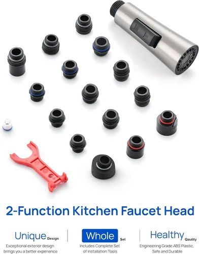 Vista 8 de J-HVA - Repuesto de cabezal de grifo de fregadero de cocina con 15 adaptadores 2 Functions Sink Sprayer Replacement Nozzles, Pull Down Kitchen