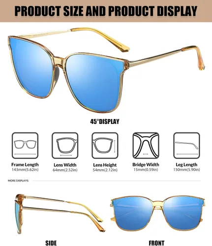 Vista 2 de Duco - Lentes de sol redondos vintage para mujeres y hombres con protección UV de moda para la playa