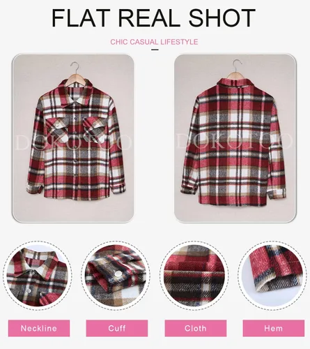 Vista 4 de Dokotoo - Camisa de pana abotonadas para mujer, diseño de manga larga, estilo novio, sobredimensionada