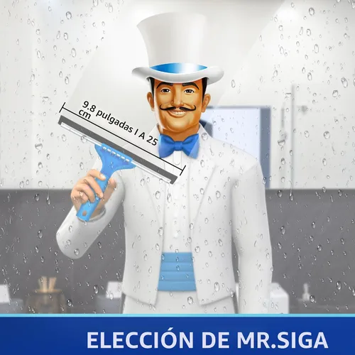 Vista 2 de MR.SIGA Combo profesional de limpieza de ventanas, escobilla de goma y limpiador de ventanas de microfibra, 10 pulgadas