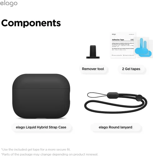 Vista 7 de elago Funda híbrida líquida compatible con AirPods Pro 3, protección de triple capa, cordón incluido, carga inalámbrica, resistente a los golpes