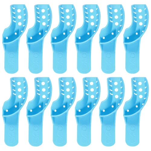 Vista 11 de JMU Bandeja de impresión dental,Bolsa de 12 bandejas desechables perforadas,1 superior grande Bandejas de impresión desechables perforadas
