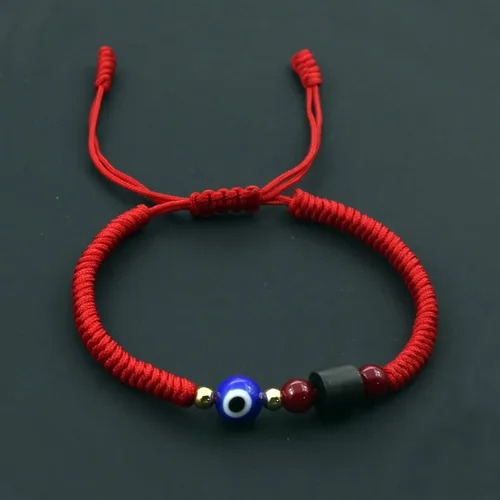 Vista 7 de Pulseras hechas a mano contra el mal de ojo, pulsera de cuerda roja ajustable con protección de la suerte de cábala, pulseras a juego para parejas