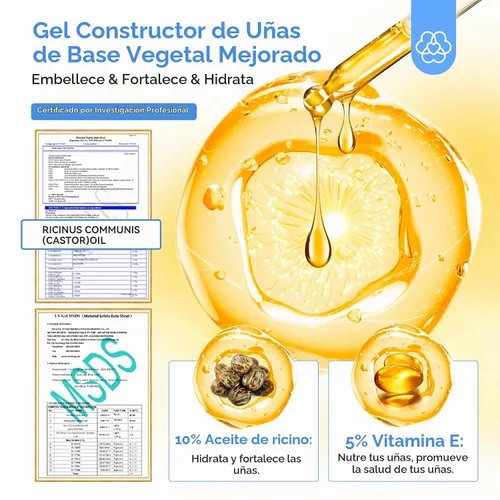Vista 2 de SAVILAND Clear Builder - Kit de gel para uñas base y aceite de ricino, vitamina E
