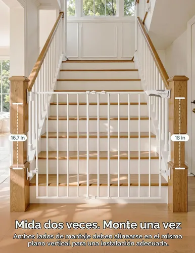Vista 9 de Babelio Puerta de seguridad para bebés para escaleras, cocina y puertas, sin barra inferior, fácil instalación, operación con una sola mano, cierre