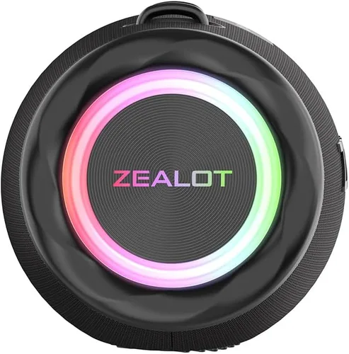 Vista 3 de ZEALOT Altavoz Bluetooth portátil de 80 W RMS (pico de 100 W), sonido estéreo con graves profundos, IPX6 impermeable, luz LED, Bluetooth 5.2