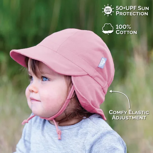 Vista 4 de JAN & JUL Gorro de bebé suave para el sol Sombrero de algodón con solapa para el cuello para pequeños