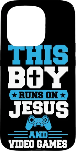 Vista 14 de This Boy Runs On Jesus and Video Games Christian Gamer Case for iPhone 17