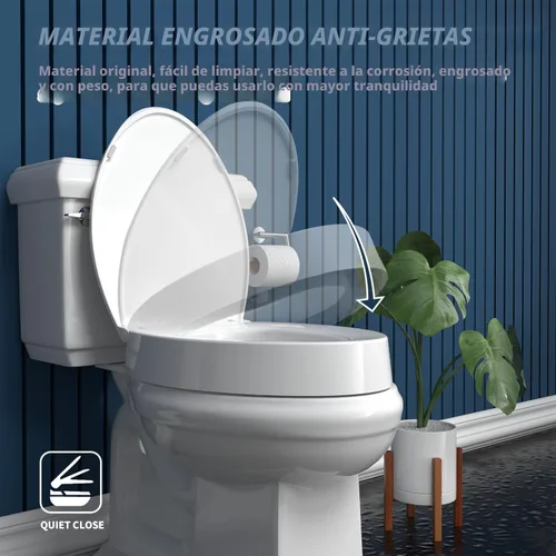 Vista 7 de Asiento de inodoro alargado elevado para personas mayores, Cierre Lento, Asiento de inodoro elevado, Resistencia Pesada, Nunca se afloja, Asiento