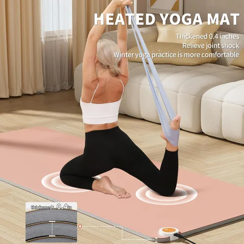 Vista 6 de Esterilla de yoga con calefacción, almohadilla de yoga cálida, alfombrilla de fitness más cómoda en invierno, yoga y meditación