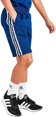 Vista 4 de adidas Originals Pantalones cortos deportivos de 3 rayas con micro cinta para niños (L, azul marino universitarioblanco), Azul marinoBlanco-azul
