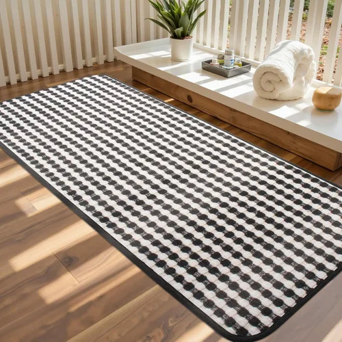 Vista 16 de Tapetes de baño antideslizantes delgados para debajo de la puerta, tapetes de baño de secado rápido absorbentes con respaldo de goma trenzado