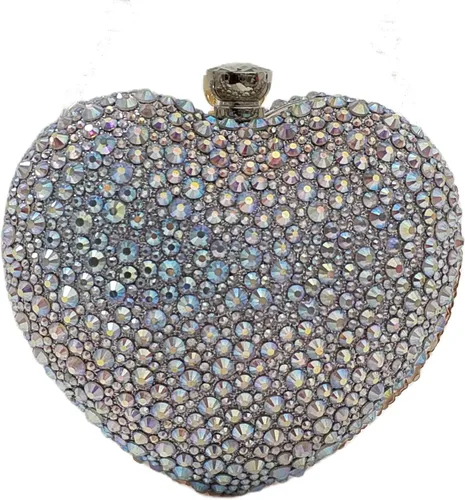 Vista 16 de Bonito Bolso de Mano en Forma de Corazón con Diamantes de Imitación para Boda, Mini Bolso de Amor con Diamantes de Imitación para Fiesta, Bolso