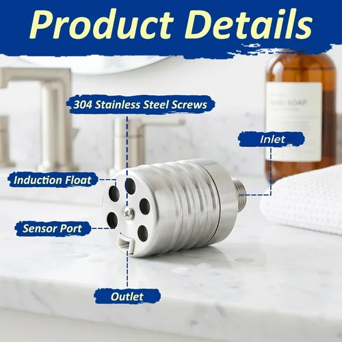 Vista 5 de 2PCS Water Float Valve, 1/2" to 3/4'' Water Level Control Float Valve, 304 Stainless Steel Automatic Water Shut off Valve, with Straight & Elbow