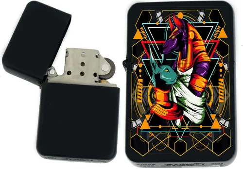 Vista 37 de Faraón, egipcio, tutankamón, cleopatra, ojo de Horus, pirámides-Ankh, leona-diosa única coleccionable s Infinity negro mate encendedores a prueba