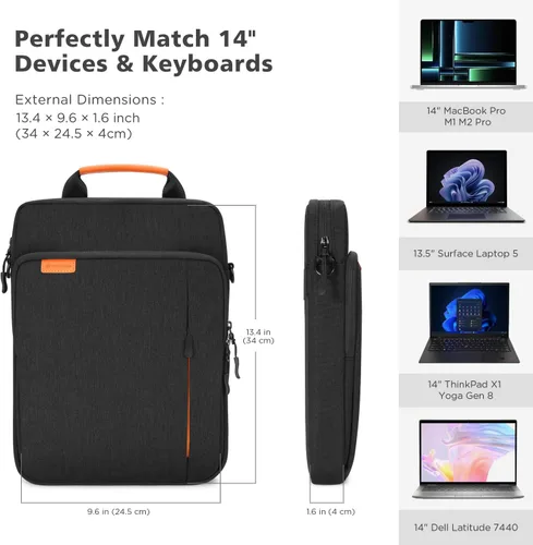 Vista 4 de NIDOO Funda para portátil de 14 pulgadas, funda de transporte de 13 pulgadas para MacBook Pro M4 M3 de 14 pulgadas, bolso de hombro para portátil
