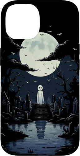 Vista 4 de iPhone 16 Ghost Halloween Cemetery Scary Creepy Case